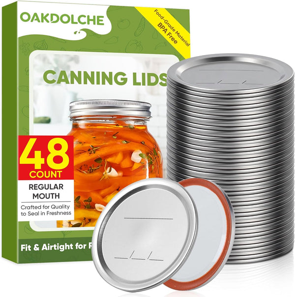 48 Pcs Regular Mouth Mason Canning Jar Lids(70Mm) | Premium Mason Jar Lids for Ball, Kerr Jars, Food Grade Material, 100% Fit & Airtight for Regular Mouth Mason Jars1