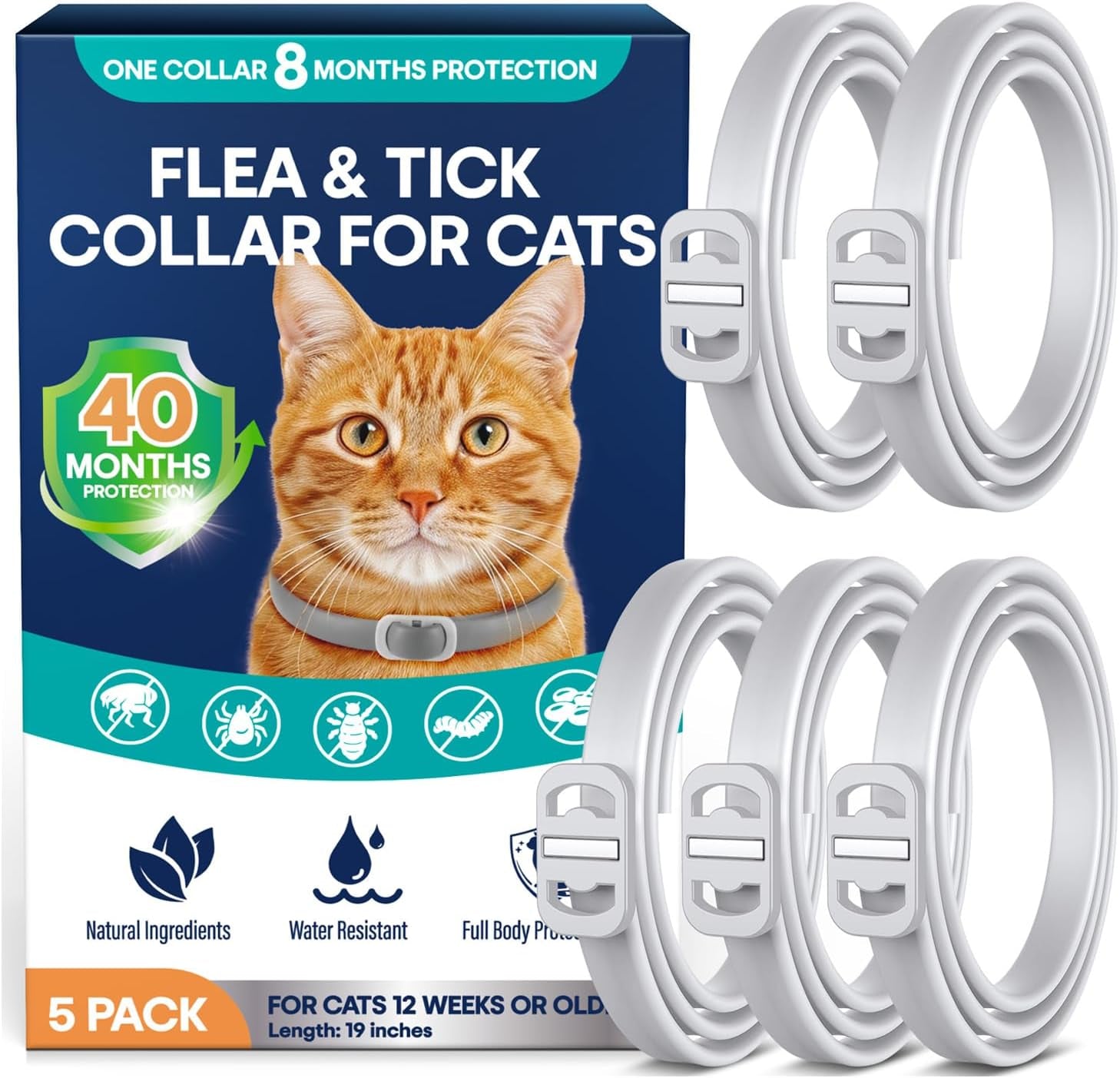 flea-and-tick-collar-for-cats-5-pack-8-months-protection-plant-based-ingredients-water-resistant-adjustable-lightweight-suitable-for-adult-cats-kittens-white