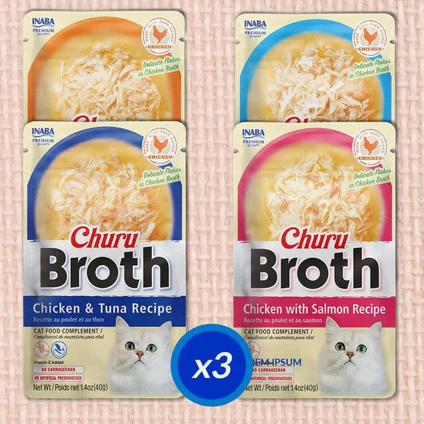 INABA Churu Broth for Cats, Side Dish Pouch, 1.4 Ounces per Pouch, 12 Pouches, Chicken & Seafood Variety5