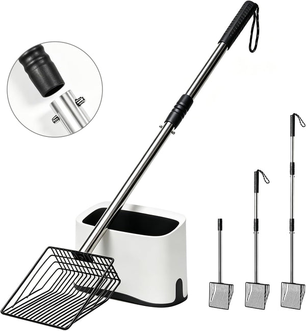 PETOCAT Cat Litter Scoop 43 Inch Metal Litter Scooper with Stainless Steel Long Handle, Upgraded Large Kitty Box Scooper Heavy Duty Deep Shovel for Fast Sifting, Dog Waste Scooops for outside Pet Poop8