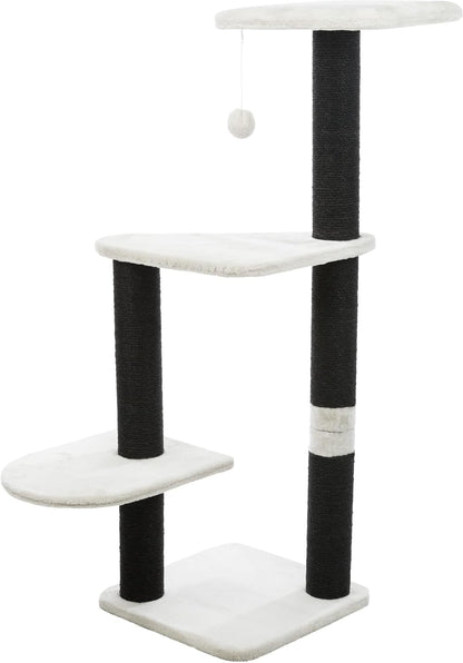 TRIXIE Altea Cat Tree, Tall Scratching Posts, 3 Elevated Platforms, Dangling Cat Toy, Cat Playground, Platinum Gray9