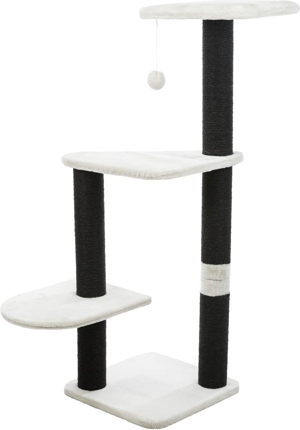 TRIXIE Altea Cat Tree, Tall Scratching Posts, 3 Elevated Platforms, Dangling Cat Toy, Cat Playground, Platinum Gray9