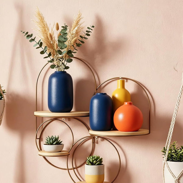 Colorful Ceramic Vase Set, Small Burnt Orange Blue Yellow Vases Home Decor,Fall Décor Modern Farmhouse Vases for Home Decor, Organic Decor Accents for Living Room, Table, Shelf, Entryway, Set of 36