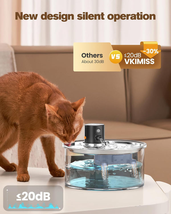 Wireless Cat Water Fountain Cordless: 108Oz Battery Operated Cat Fountain | 3.2L Automatic Pet Water Dispenser Rechargeable Drinking Fountains for Cats Indoor with Motion Sensor Multiple Cats and Dogs6