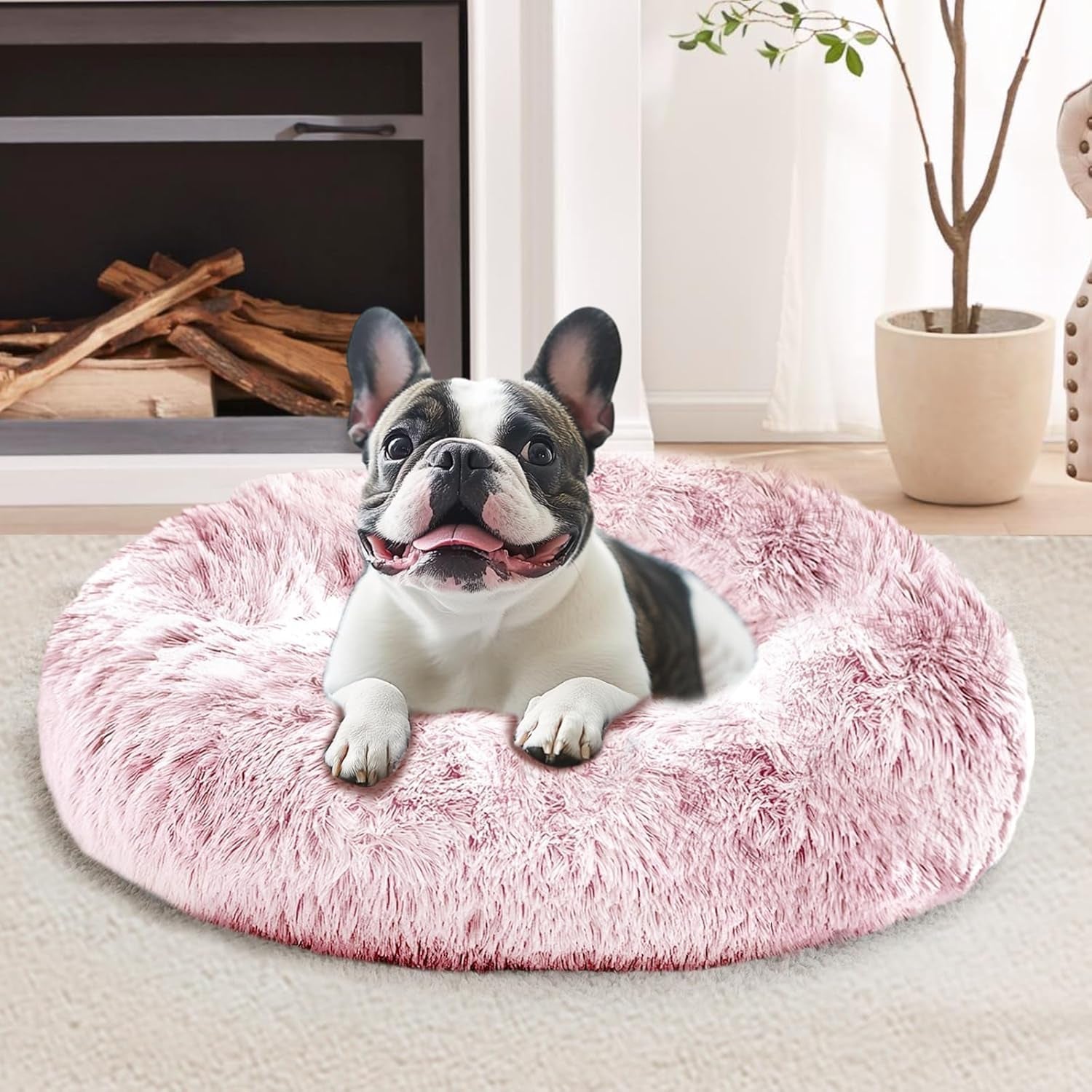 jollyvogue-small-dog-bed-calming-dog-beds-for-small-dogs-indoor-cats-20-inches-donut-washable-cat-bed-for-kittens-puppies-round-fluffy-plush-faux-fur-pet-bedssmoke-grey