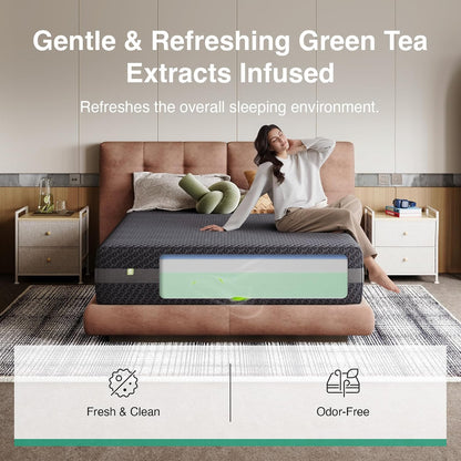 12 Inch King Size Gel Memory Foam Mattress for Ergonomic Comfort | 12 Inch King Mattress for Responsive Support, with Green Tea-Infused Foam, Breathable Side Panel, Mattresses in a Box5