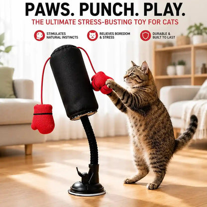 MOYEE Cat Punching Bag Toy, Interactive Punch Cat Toy with Dangling Boxing Gloves, Sturdy ABS Suction Cup Base Wobble Cat Boxing Toy for Indoor Cats Exercise & Mental Stimulation3