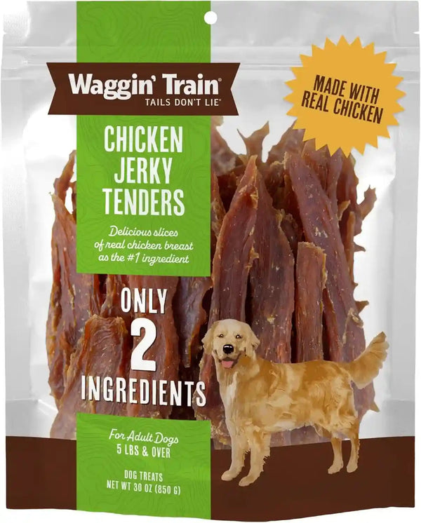 Waggin' Train Chicken Jerky Dog Treats, Made with 100% Real Chicken Breasts, Only Two All-Natural Ingredients, Great High Protein Dog Treat, Easily Digestible for Big or Small Dogs, 18 Oz. Pouch10