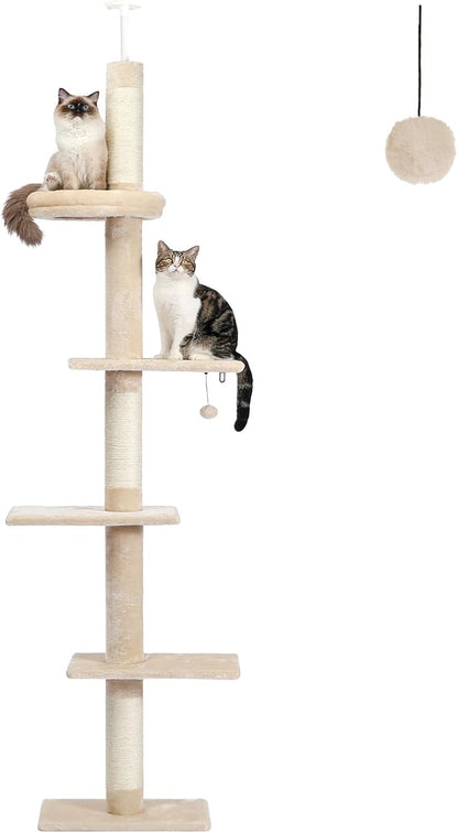 PETEPELA Cat Tree for Indoor Cats, 34.6" Small Cat Tower with Scratching Posts, 2 Condos, Scratching Ramp & Dangling Toys, Cat Play House for Kittens and Small Cats | Compact Tower with Thick Sisal Posts, 2 Condos, Dangling Toys & a Cozy Top Bed—For Kittens & Small Cats8