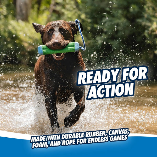 Chuckit! Amphibious Bumper Fetch Stick Toy for Dogs - Floats in Water - Interactive Dog Toys to Keep Them Busy - Tough Rubber, Nylon, and Foam - Non-Slip Rope Handle - Size Medium - Assorted Colors7