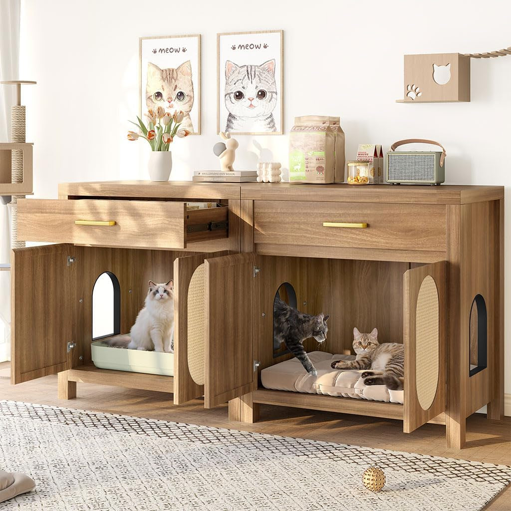 cat-litter-box-enclosure-furniture-hidden-litter-box-cabinet-cat-house-side-table-with-drawer-sisal-scratch-pads-wooden-pet-furniture-for-living-room-bedroom-brown