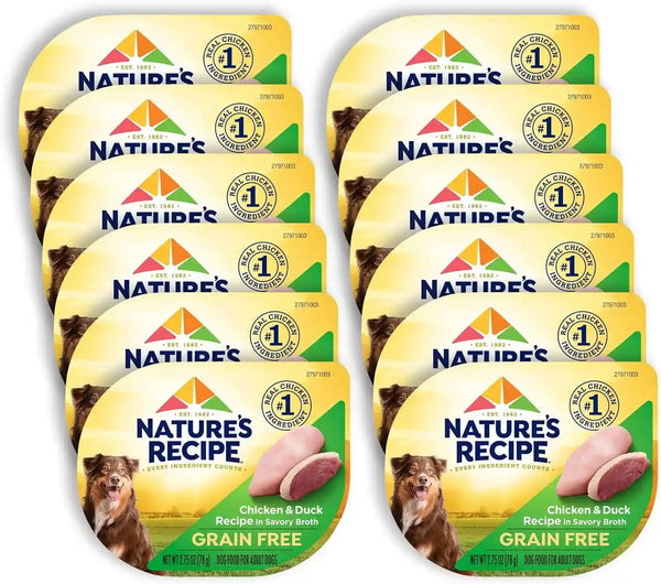 Nature’S Recipe Grain Free Chicken Recipe, Chicken & Venison Recipe and Chicken & Duck Recipe in Savory Broth Variety Pack Wet Dog Food, 12-2.75 Oz. Cups, 2 Count11