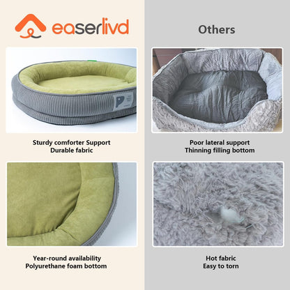 Washable Pet Cushion Cat Dog Bed Small Medium,Memory Foam Pet Puppy Dog Crate Beds Cushion for Small Medium Dogs Indoor Cats Crate Pad,Pet Dog Cat Crate Mat with Detachable Bottom and Bolster Cushion4