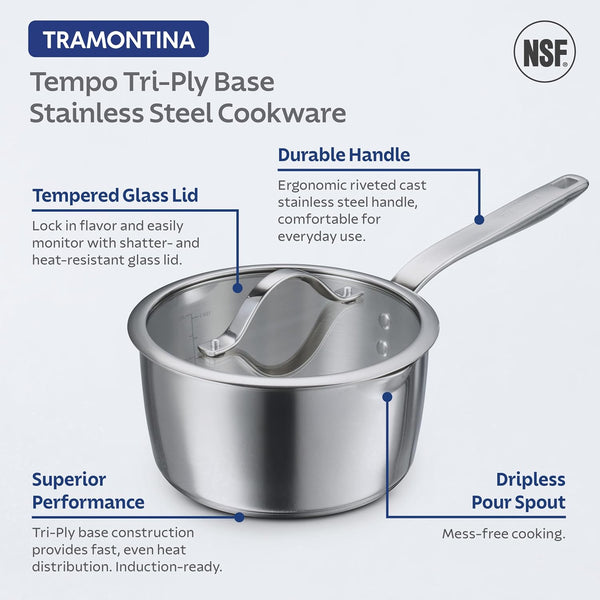 Tempo Tri-Ply Base Stainless Steel 7-Piece Pots and Pans Set | Induction-Ready Cookware Set with Lids, Oven-Safe, Dishwasher-Safe4