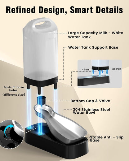 Automatic Dog Water Bowl Dispenser - 2.4 Gallon Stainless Steel Gravity Pet Water Feeder with Ergonomic Handle Design anti Splash Drinking Bowl without Filter Easy to Clean Multi Pet Use8