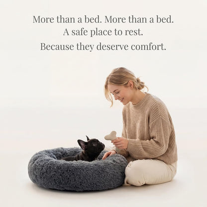 Small Calming Dogs Bed for Small Dogs Anti-Anxiety Machine Washable Fluffy Luxury Anti-Slip Waterproof Mute Base Warming Cozy Soft Pet Puppy round Bed8