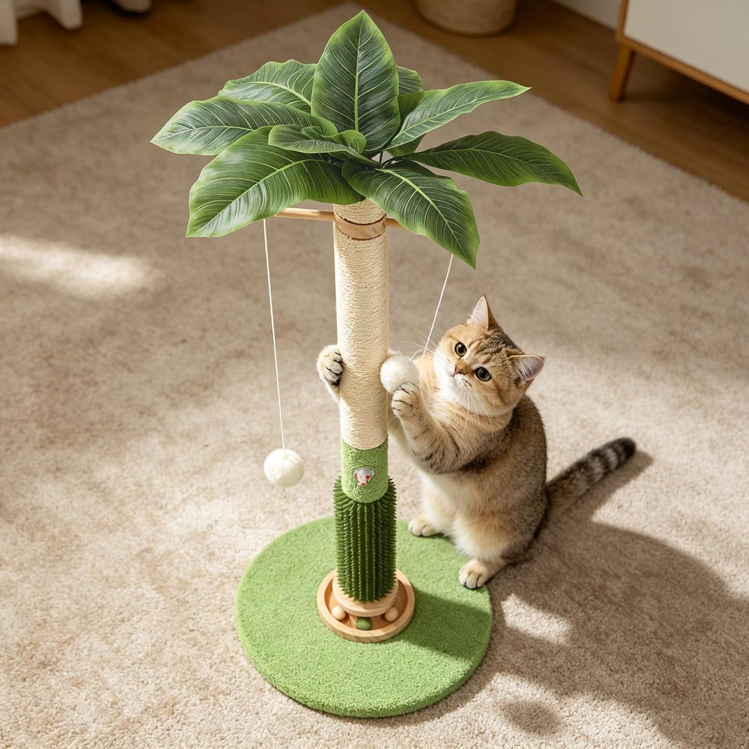 cat-scratching-post-37-5-tall-palm-tree-sisal-scratcher-for-indoor-cats-natural-sisal-stable-vertical-scratcher-tower-mouse-hole-toy-rotating-interactive-ball-self-groomer-for-full-body-stretching
