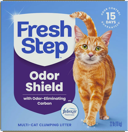 Fresh Step Odor Shield Multi Cat Clumping Litter with Febreze Freshness, Odor-Eliminating Carbon, Ammonia Block Technology, 22 Lb. Box11