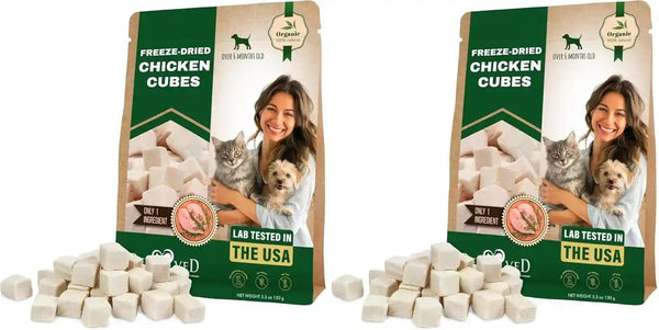 Beloved Pets Dog & Cat Treats Freeze Dried Chicken Cubes 5.3 Oz - All Natural Meat Raw Pet Food - Human Grade High-Protein Snacks & Grain-Free Jerky Chews for Cats and Small Dogs8