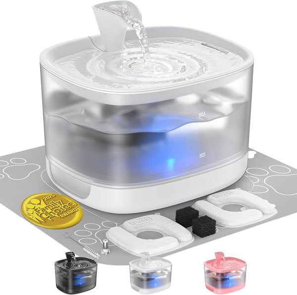 Veken 85Oz/2.5L Cat Water Fountain with Detachable Tank & Secure Clips | Easy to Clean & Assemble, Quiet Operation & LED Light, Pet Drinking Dispenser, Gifts, Cats, Dogs and Small Pets, Black11