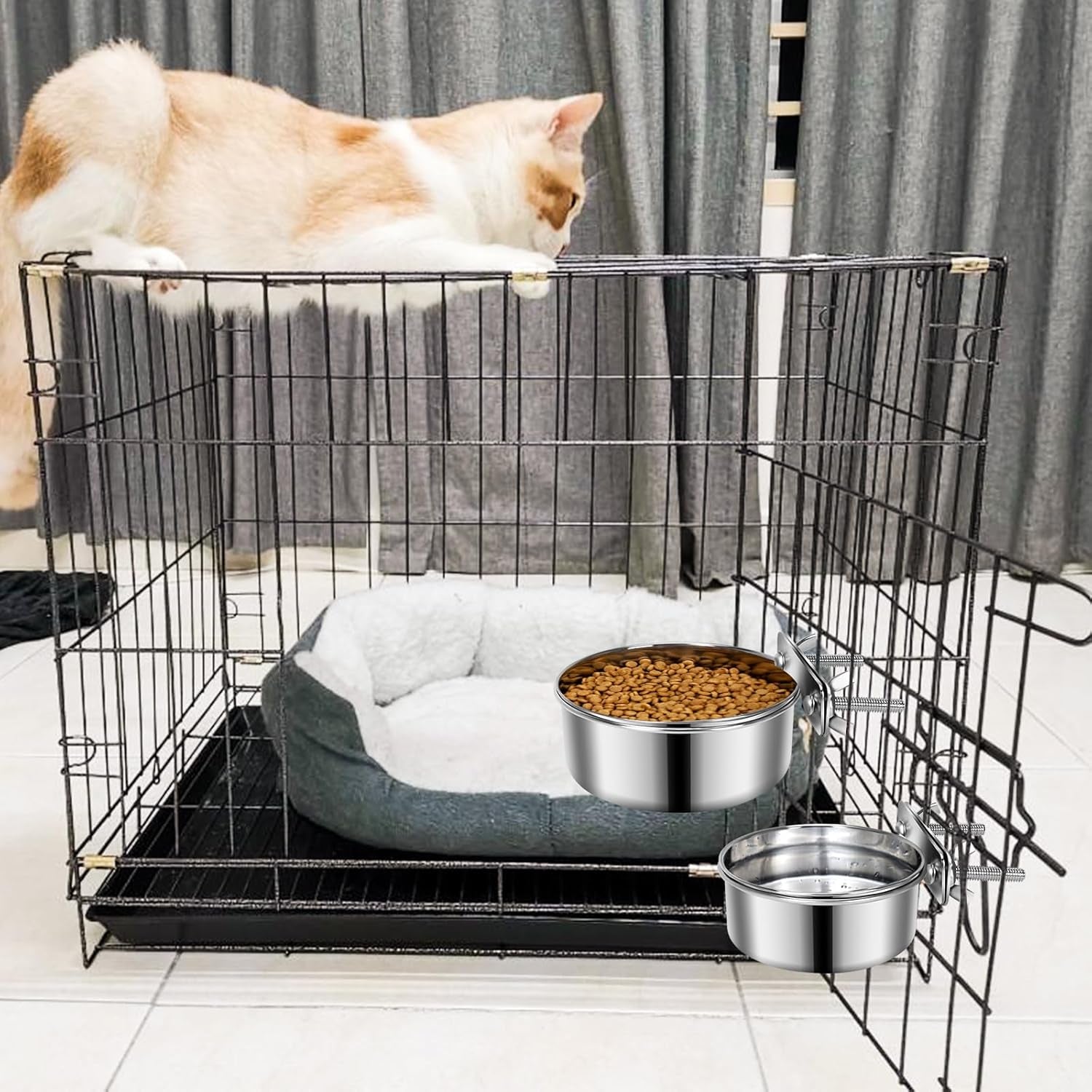 2-pcs-small-pet-dog-food-water-bowl-for-cage-stainless-steel-non-spill-kennel-hanging-cats-pets-bowls-with-clamp-holder-crate-feeder-dish-for-small-dogs-pets-4-7x1-9-3-9x1-7