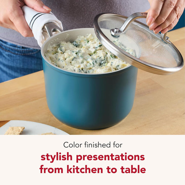 Kitchenaid Hard Anodized Ceramic Induction Pots and Pans, Dishwasher Safe, Includes Saucepans, Stockpot, Sauté Pan, Frying Pans/Skillets, and Lids, 10 Piece Cookware Set - Agave Blue5