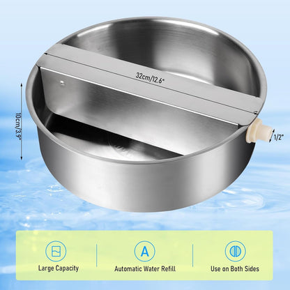 Automatic Dog Water Bowl Dispenser Large Breed| Auto Fill| High Capacity | Stainless Steel Dog Waterer with Float Valve Self Filling Auto Water Bowl for Outdoor Large Dogs Cats Chicken Livestock9