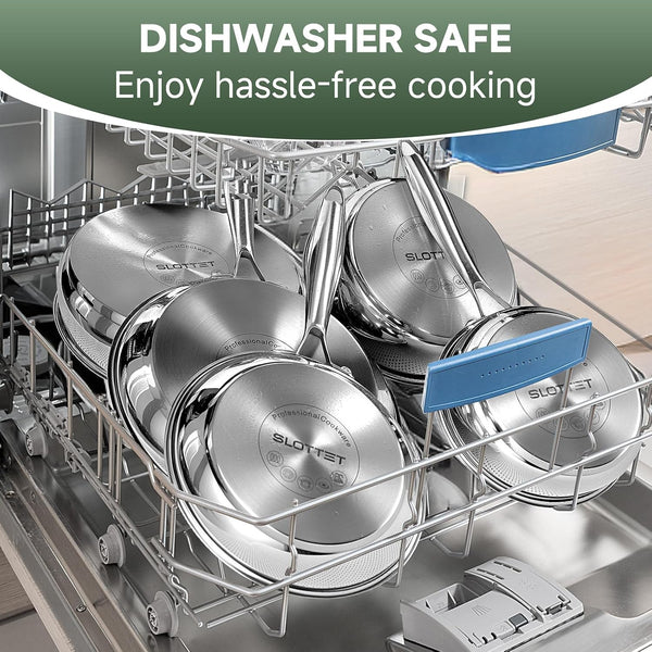 Stainless Steel Kitchen Cookware Set,11 Piece Pots and Pans Set with Steamer,Heat-Resistant Handle,Non-Toxic,Induction,Oven,Dishwasher Safe8