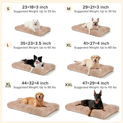 JOEJOY Large Dog Bed Crate Pad, Deluxe Plush Washable Dog Beds Fulffy Soft Kennel Pad Anti-Slip Pet Sleeping Mat for Extra Large Medium Small Dogs, 40" X 27", Beige5