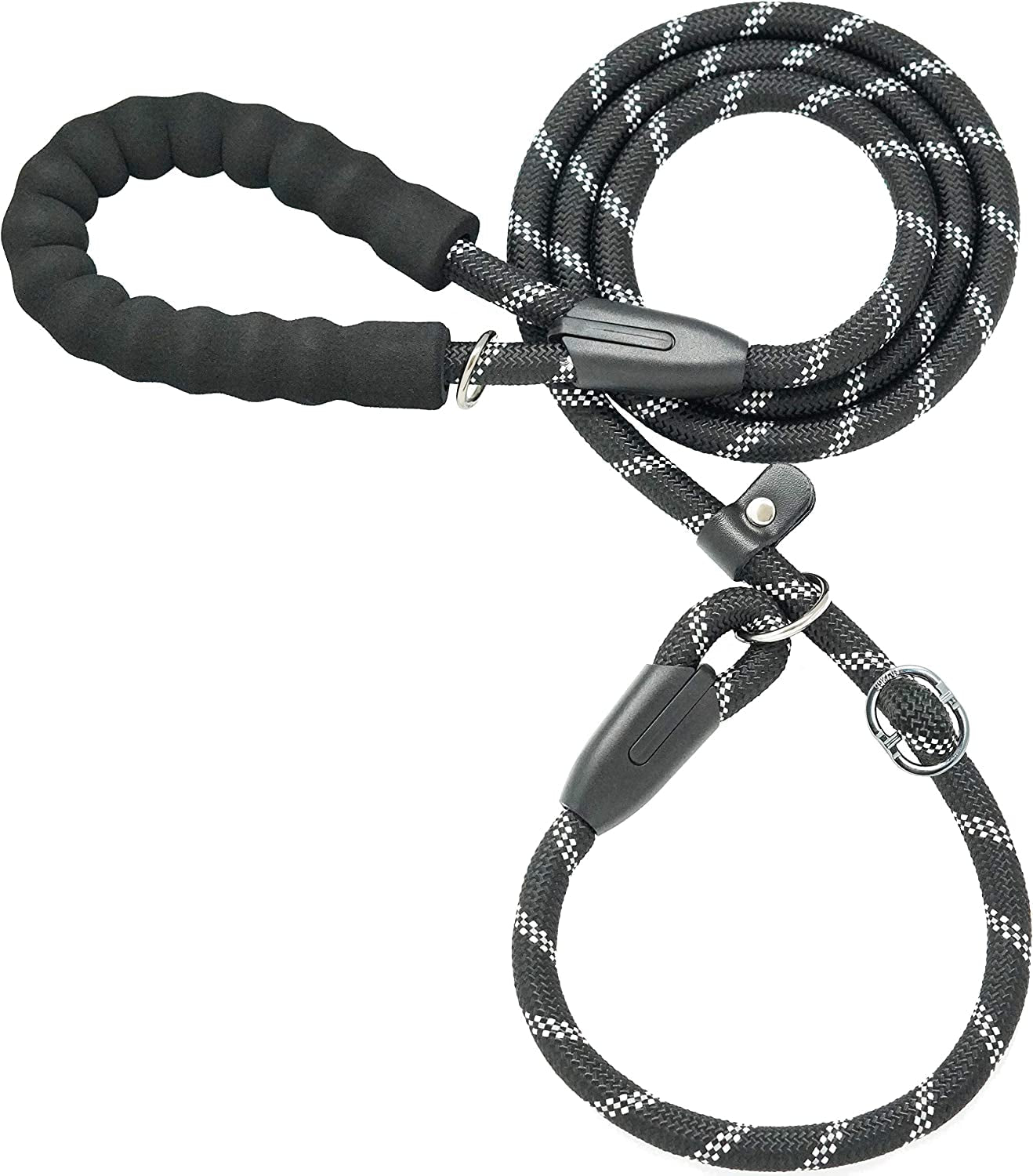 iyoshop-durable-slip-lead-dog-leash-with-padded-handle-and-highly-reflective-threads-no-pull-dog-training-leash-1-2-x-6-ft-black
