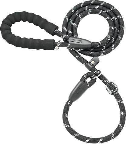 Iyoshop Durable Slip Lead Dog Leash with Padded Handle and Highly Reflective Threads, No Pull Dog Training Leash, (1/2" X 6 FT, Black)1