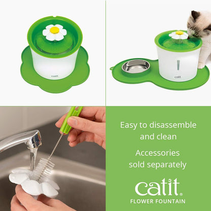 Catit Flower Fountain with Triple Action Filter, Cat Drinking Water Fountain, 3 L, Green | Cat Drinking Water Fountain9