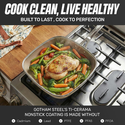 12 Pc Ceramic Cookware Set Nonstick, Ceramic Pots and Pans Set Non Stick with Steamer for Cooking, Non Toxic PFOA PFOS Free, Premium Stay Cool Handles, Oven & Dishwasher Safe4