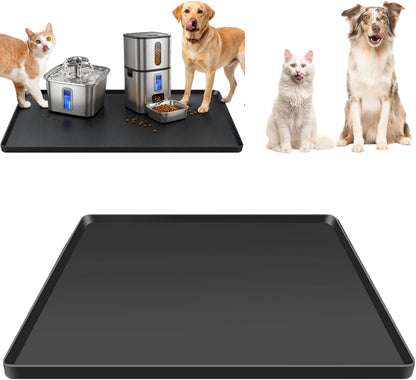 Silicone Square Mat 16X16 for Water Bowl, Waterproof Pet Bowls Mat, Black | with Raised Edge, Non-Slip Cat Dog Water Dispenser Mat Protects Floors from Water & Food Spills13