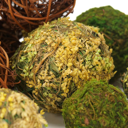 Decorative Balls for Centerpiece Bowls, 18Pcs Fake Moss Balls + Wicker Rattan Balls Set Vase Bowl Filler for Home Garden Wedding Party Decor (Fresh Green + Rustic Brown)4