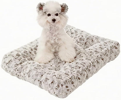 Orthopedic Dog Bed for Dogs, Calming Plush Dog Mat with Thick Cushion Support, Washable Fluffy Pet Bed with Non-Slip Bottom, Soft Indoor Dog Crate Bed (Gray, 41.0" L X 27.0" W X 4.0" Th)9
