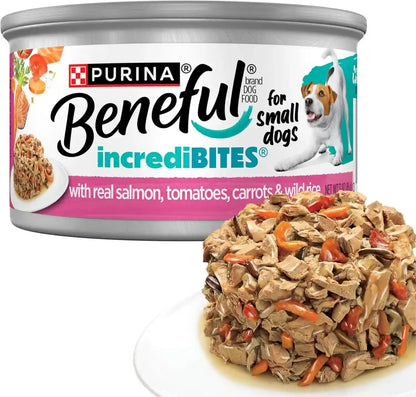 Beneful Purina Small Breed Wet Dog Food Variety Pack, Incredibites with Real Beef, Chicken and Salmon - (Pack of 30) 3 Oz. Cans12