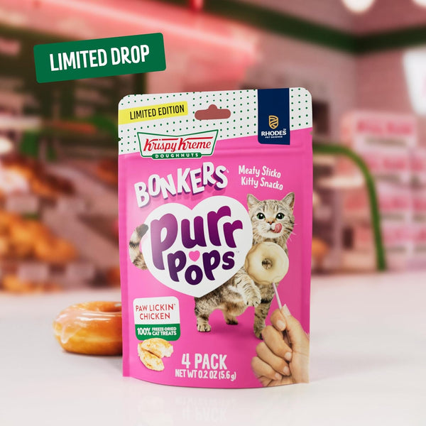 Bonkers Purrpops Krispy Kreme Edition Freeze-Dried Chicken Flavored Lollipop Cat Treats, 4 Pieces (Pack of 12)3