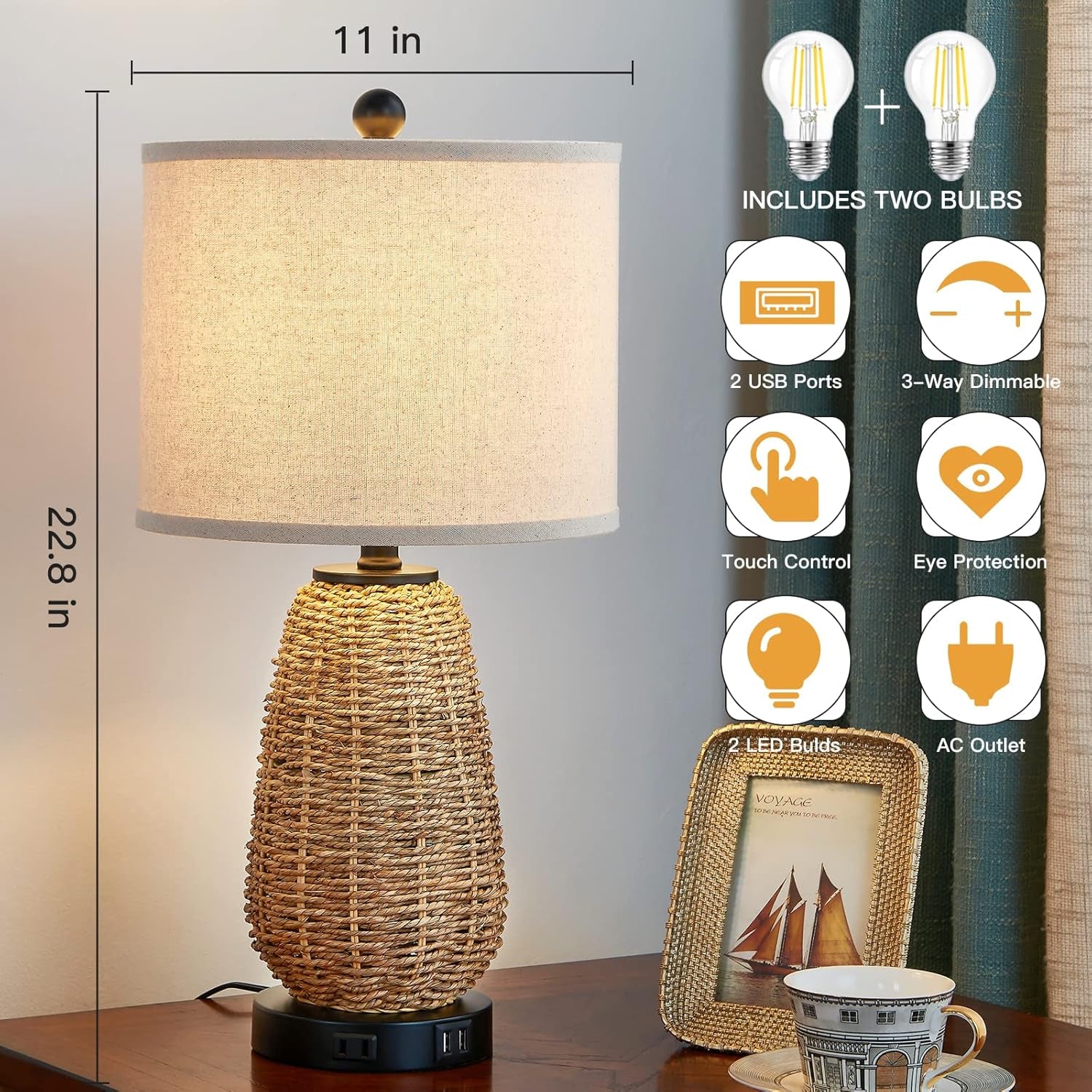 touch-control-rattan-table-lamp-3-way-dimmable-bedside-lamp-for-bedroom-with-2-usb-ports-and-ac-outlet-nightstand-lamps-for-living-roomled-bulbs-included-grass-1pk