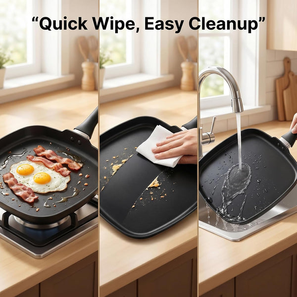 10 Inch Square Griddle Pan, Nonstick Grill Pan for Cooking Eggs, Omelettes, and More, Griddle Cookware, PFOA Free6