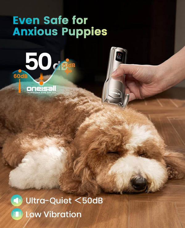 Oneisall PC18 Dog Clippers for Grooming for Thick Coat | 6800 RPM High-Speed, Detachable Stainless Steel Blades,4 Hours of Battery Life, Dog Shaver for Thick/Matted/Knotted/Hair7