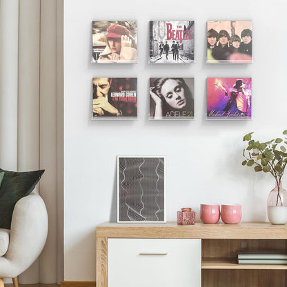 Vinyl Record Shelf Wall Mount, 6 Pack 12 Inch Clear Acrylic Album Record Holder Display, Kids Bookshelf, Floating Wall Shelves for Bathroom, Bedroom, Living Room, Kitchen (Clear-6Pcs)7