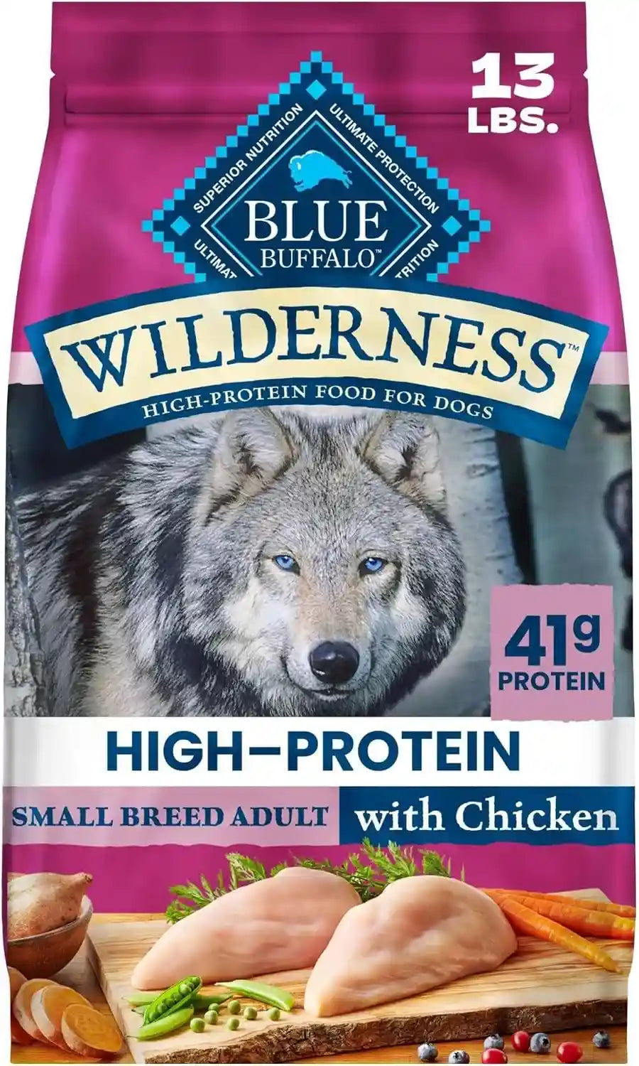 blue-buffalo-wilderness-chicken-small-breed-adult-dry-dog-food-with-wholesome-grains-antioxidant-rich-fruits-veggies-41g-protein-supports-high-energy-needs-natural-ingredients-4-5-lbs
