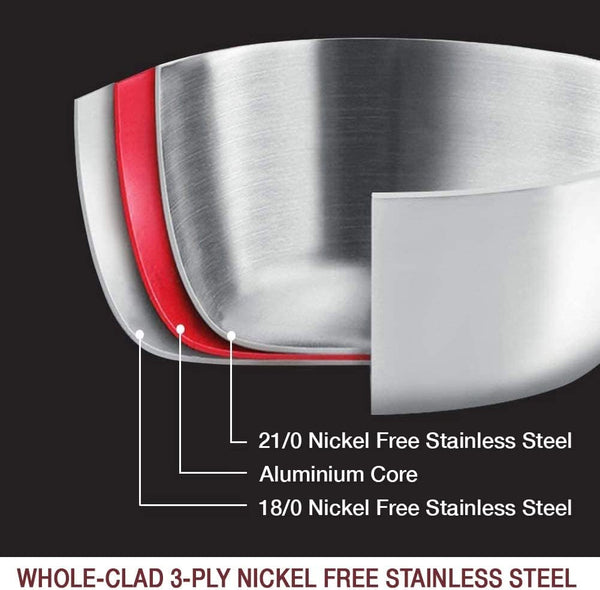 14-Piece Nickel Free Stainless Steel Cookware Set Whole-Clad 3-Ply - Mirror Polished Pots and Pans Set - Healthy Cookware Set with Steamer - Non-Toxic Induction Cookware Sets2