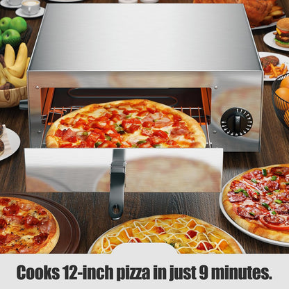 Indoor Pizza Oven Countertop, 1450W | 30Mins Timer, Multifunctional Electric Cooker, Handle & Removable Tray, Kitchen and Commercial Use2