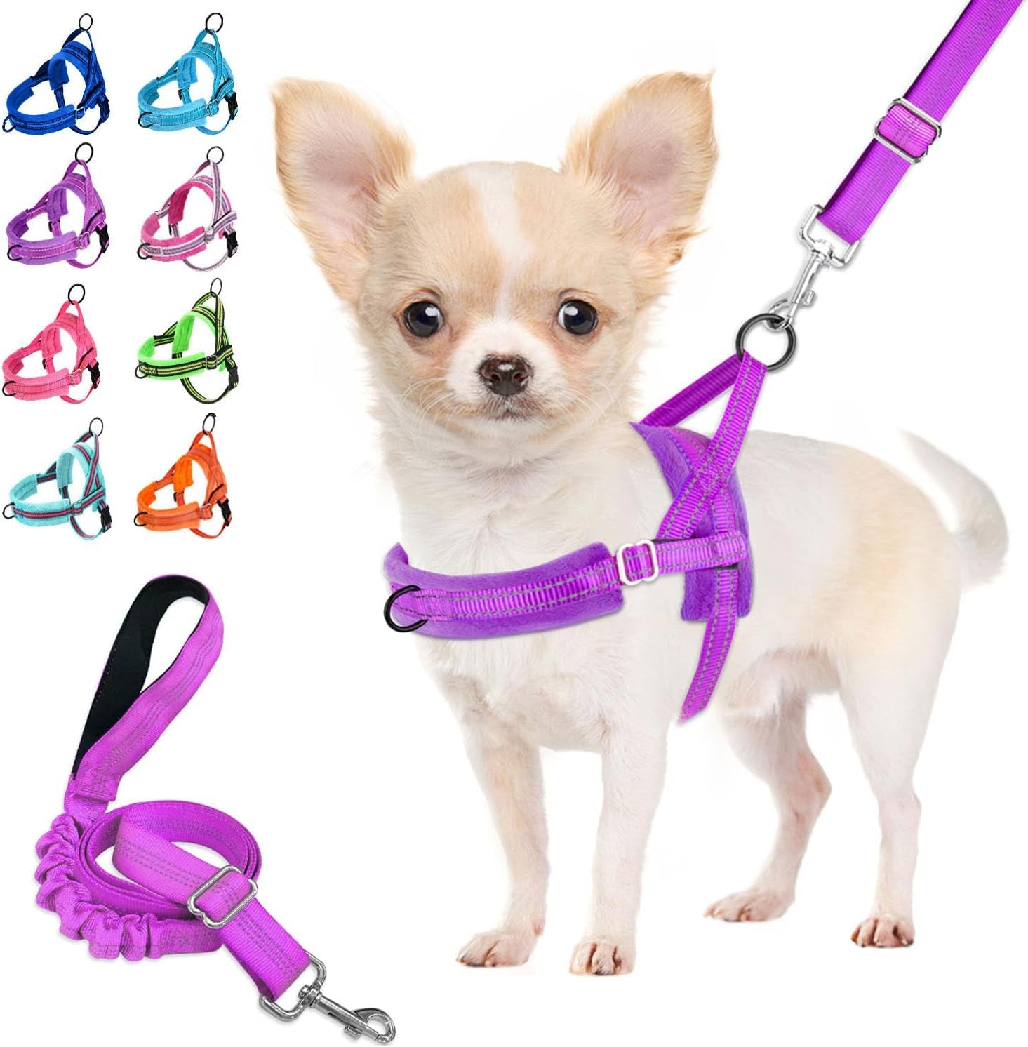 lukovee-no-pull-dog-harness-and-leash-set-soft-padded-small-dog-harness-neck-chest-adjustable-reflective-vest-puppy-harness-with-4ft-lightweight-anti-twist-dog-leash-for-small-dogs-xs-blue