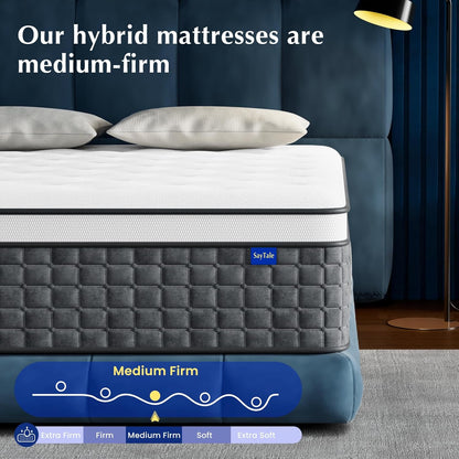 Queen Mattress, 12" Medium Firm Hybrid Mattresses, Mattress Queen Size in a Box with Individual Pocket Springs for Motion Isolation &Pressure Relief,Certipur-Us &OEKO-TEX Certified,365 Nights Trial4