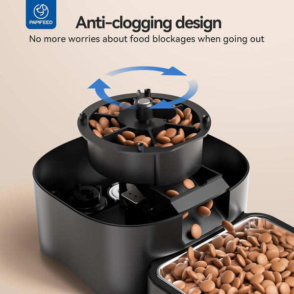 PAPIFEED Automatic Cat Feeder with App, 2.4G Wifi Cat Food Dispenser, 6L Timed Cat Feeder for Dry Food, 10 Meals/Day, 12 Portions/Meal, Dual Power Supply Smart Pet Feeder for Small Dog, Black5