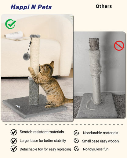 Cat Scratching Post, Cat Scratchers for Indoor Cats, with Toys | for Kitten & Medium Cats, Sisal & Carpet in One for Various Scratching Needs, Solid Structure, Extra Free Toy, Light Gray4