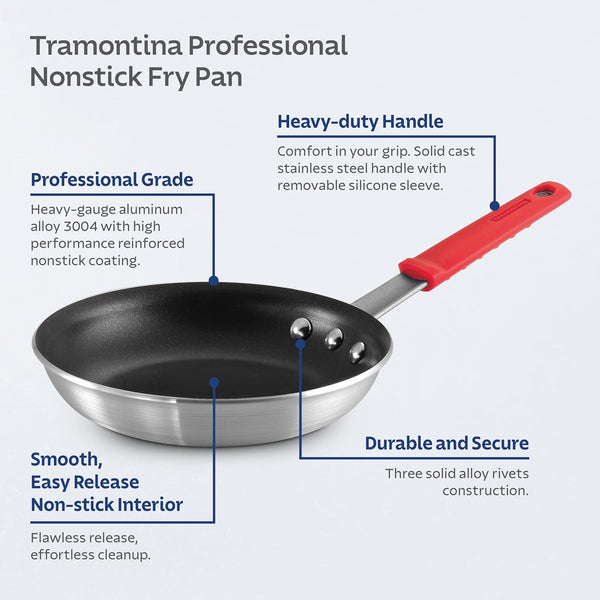 Professional 8-Inch Non Stick Small Frying Pan | Heavy-Gauge Aluminum Skillet with Reinforced Nonstick Coating, Red Handle, Dishwasher and Oven Safe, Made in Brazil3
